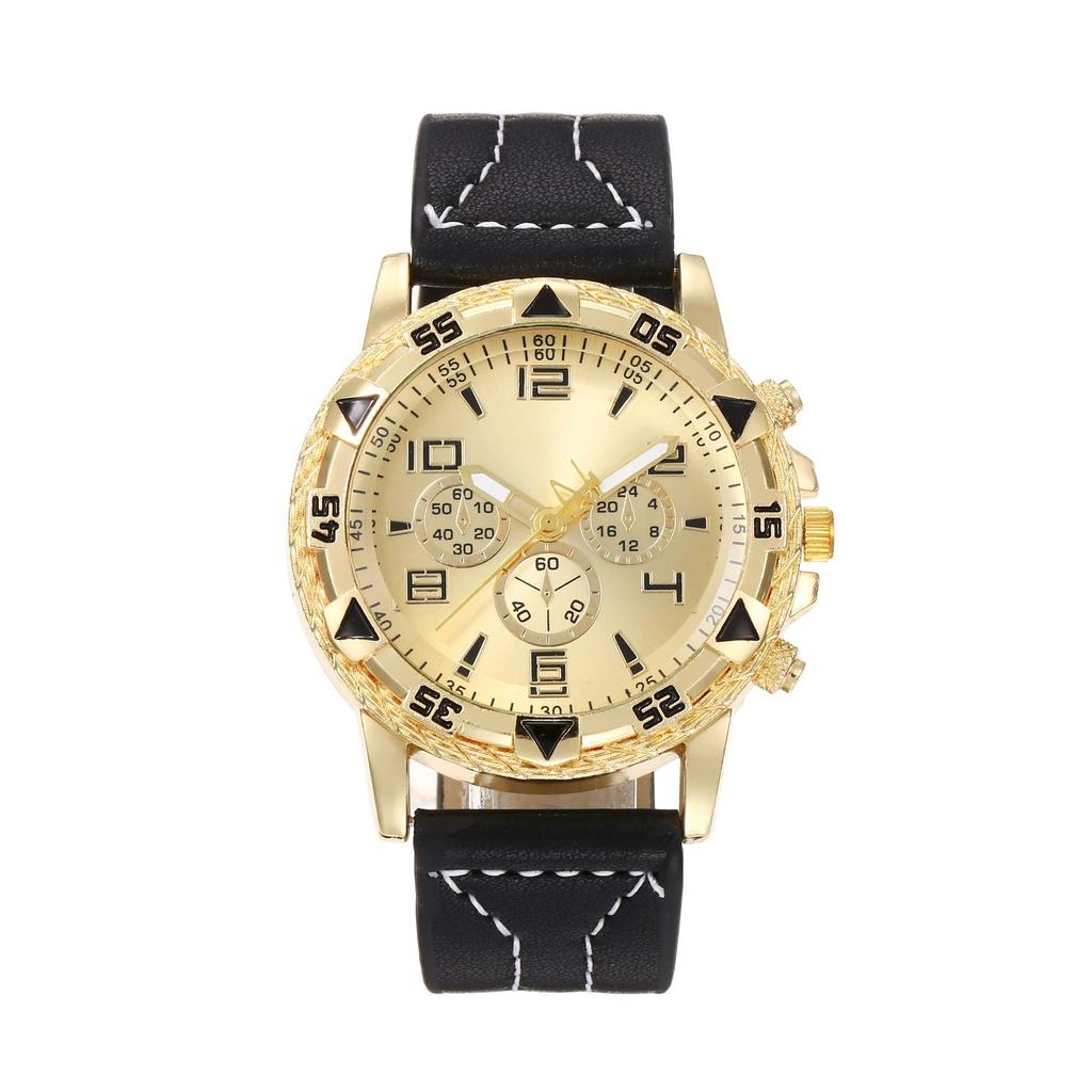 Men'S Watch Fashion Trend Business Fake Three-Eye Belt Men'S Watch Digital Face Quartz Watch