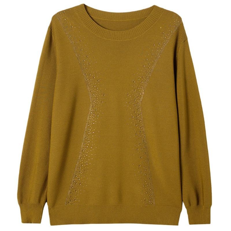 Autumn Winter Women 2025 New Sweater Fashionable Round Neck Base Shirt Middle-aged Mother Knitted Top