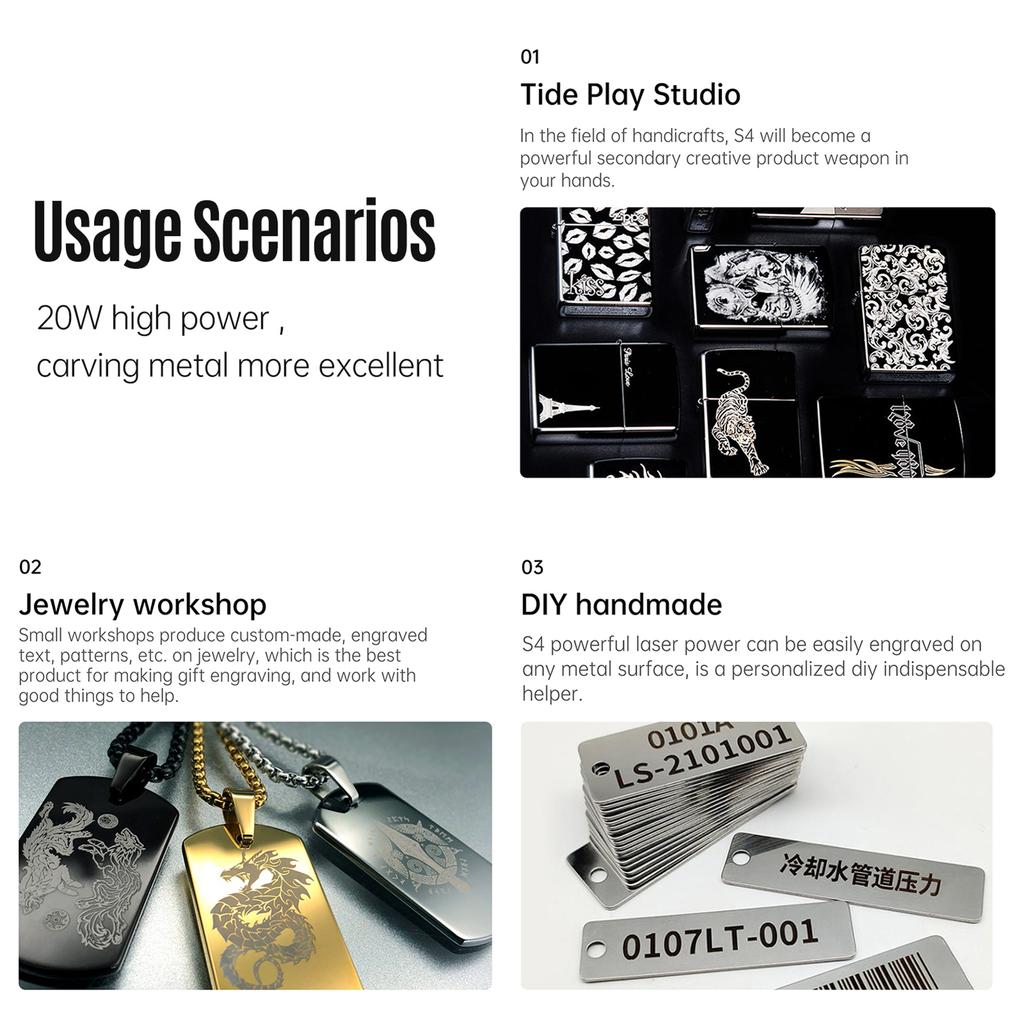 DAJA S4 Laser Engraver 20W Clndustrial Grade Laser Carving Machine with 20x20cm Engrave Area