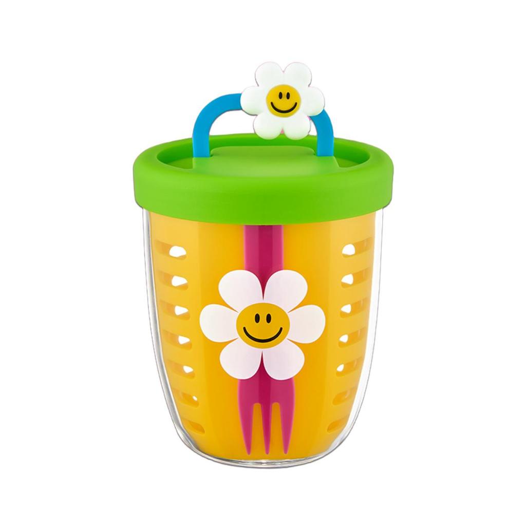 WIGGLE WIGGLE Fruit Pot Portable Fruit Container with Built-in Fork