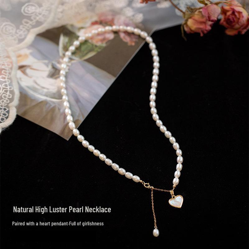 Natural Freshwater Pearl Bracelet with Heart Charm - Elegant, Versatile, 2024 Trend Jewelry for Women