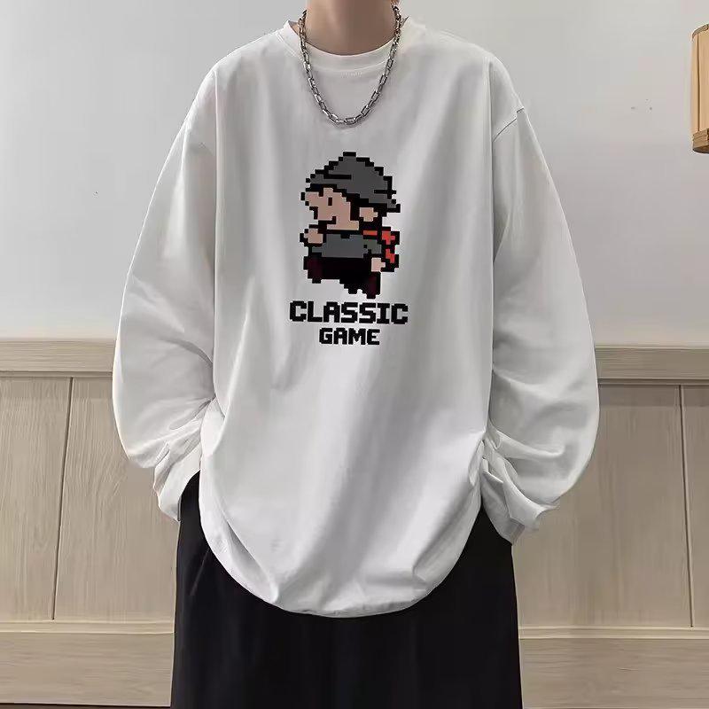 Sweat à capuche imprimé décontracté ample pour homme, haut à manches longues et col rond pour le printemps et l'automne