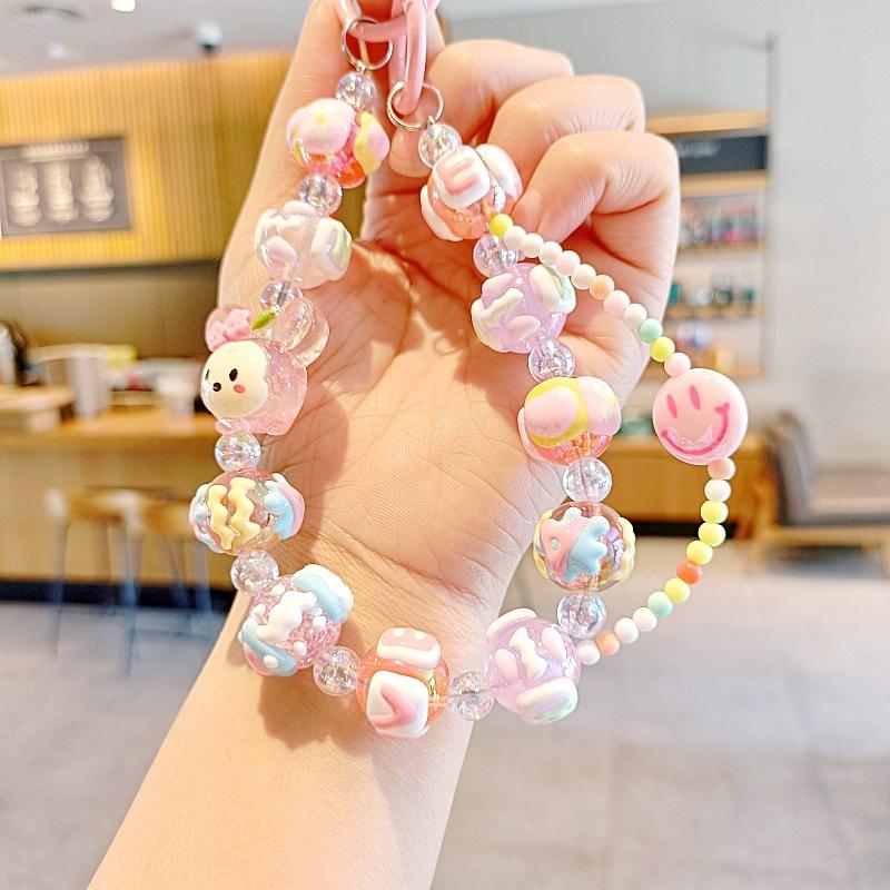 

Girl Dopamine Hand-painted Key Chain Bag Pendant Cute Girl Car Key Chain Small Gift hand-painted beads random