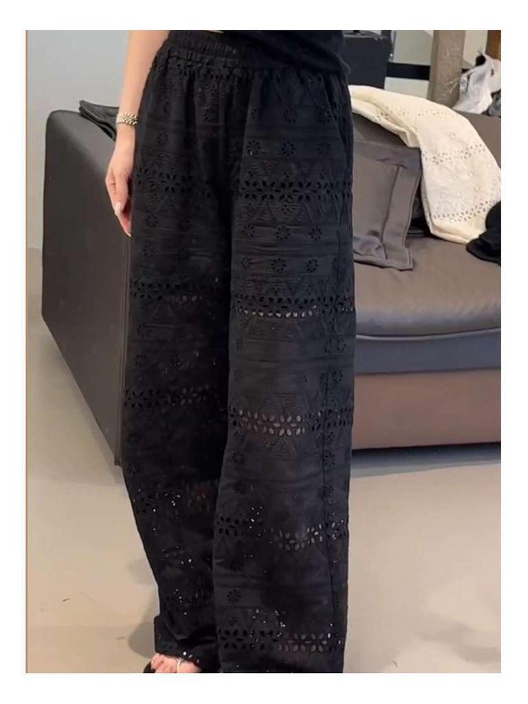 Women's Chic 2026 Lace Hollow Drape Wide-Leg Summer Pants