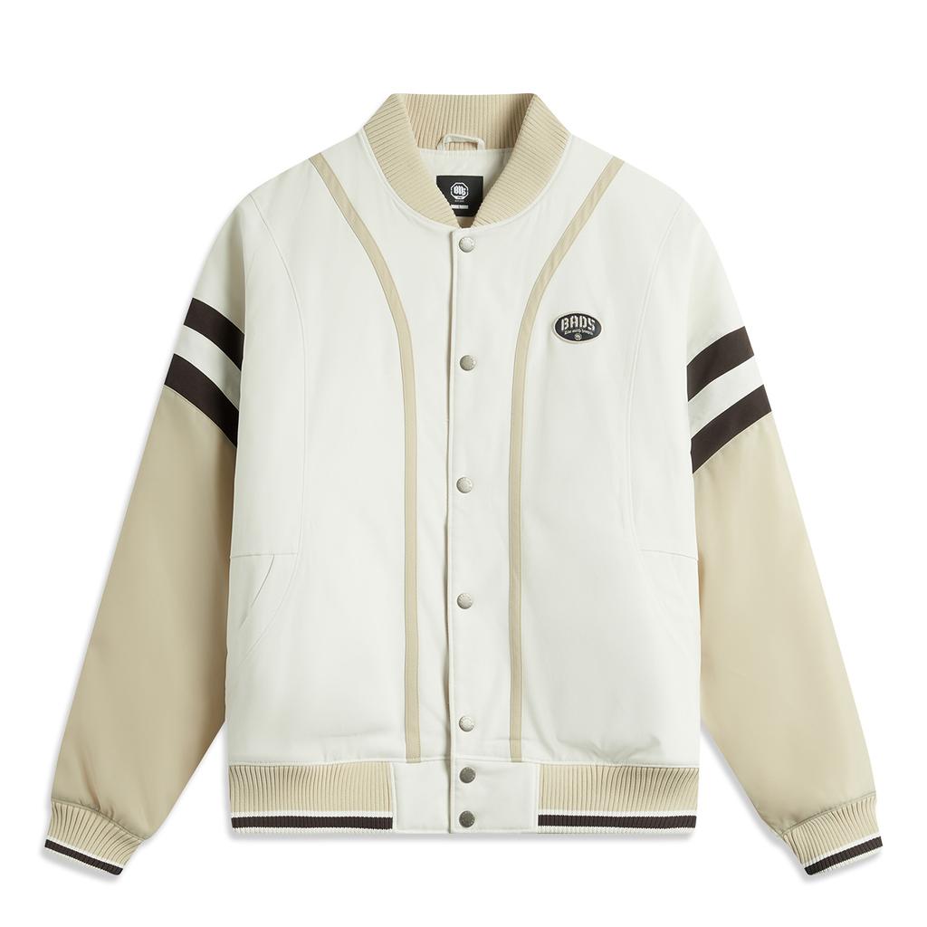 Li Ning Badfive Series Loose Comfortable Letter Jacket Men Jacket Off-White Coastal-Gray AJMV009-4