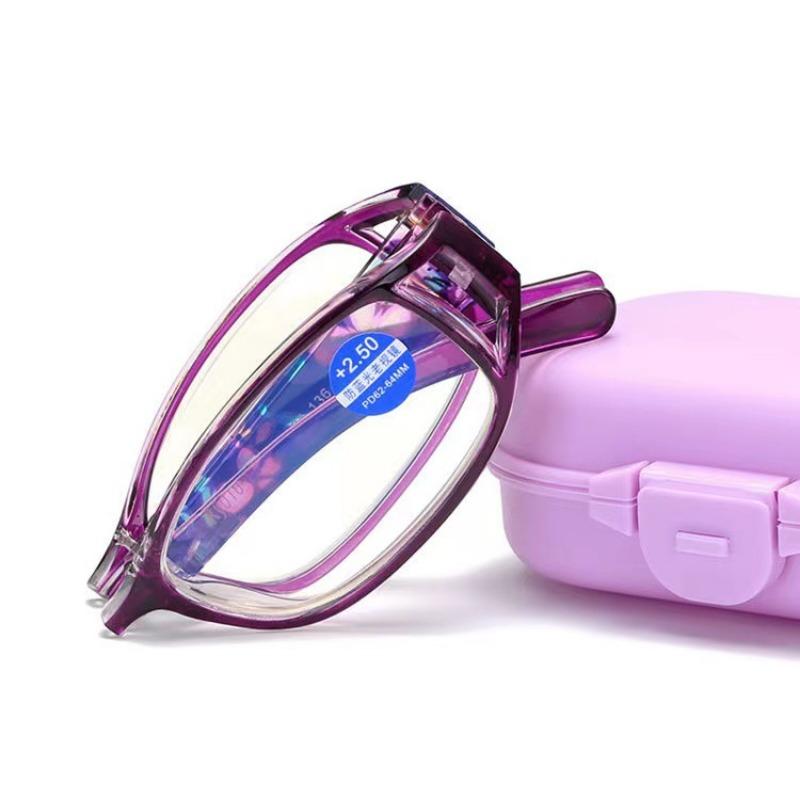 

Новые модные складные очки для чтения для мужчин и женщин, анти-синий свет, анти-усталость, полная оправа, портативные очки с оригинальной коробкой +4.0