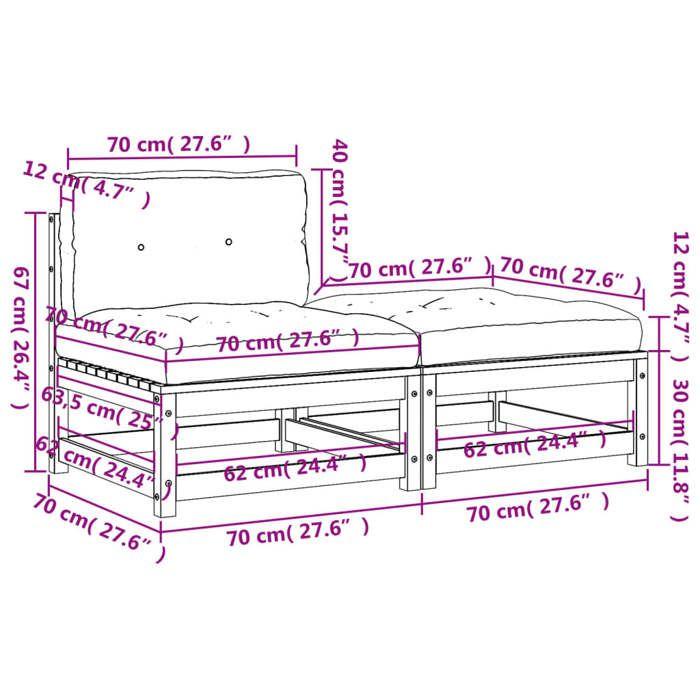 VidaXL Canapé de Jardin sans Accoudoirs avec Coussins et Repose-pieds, Siège avec Dossier, Meuble de Terrasse Patio 838132