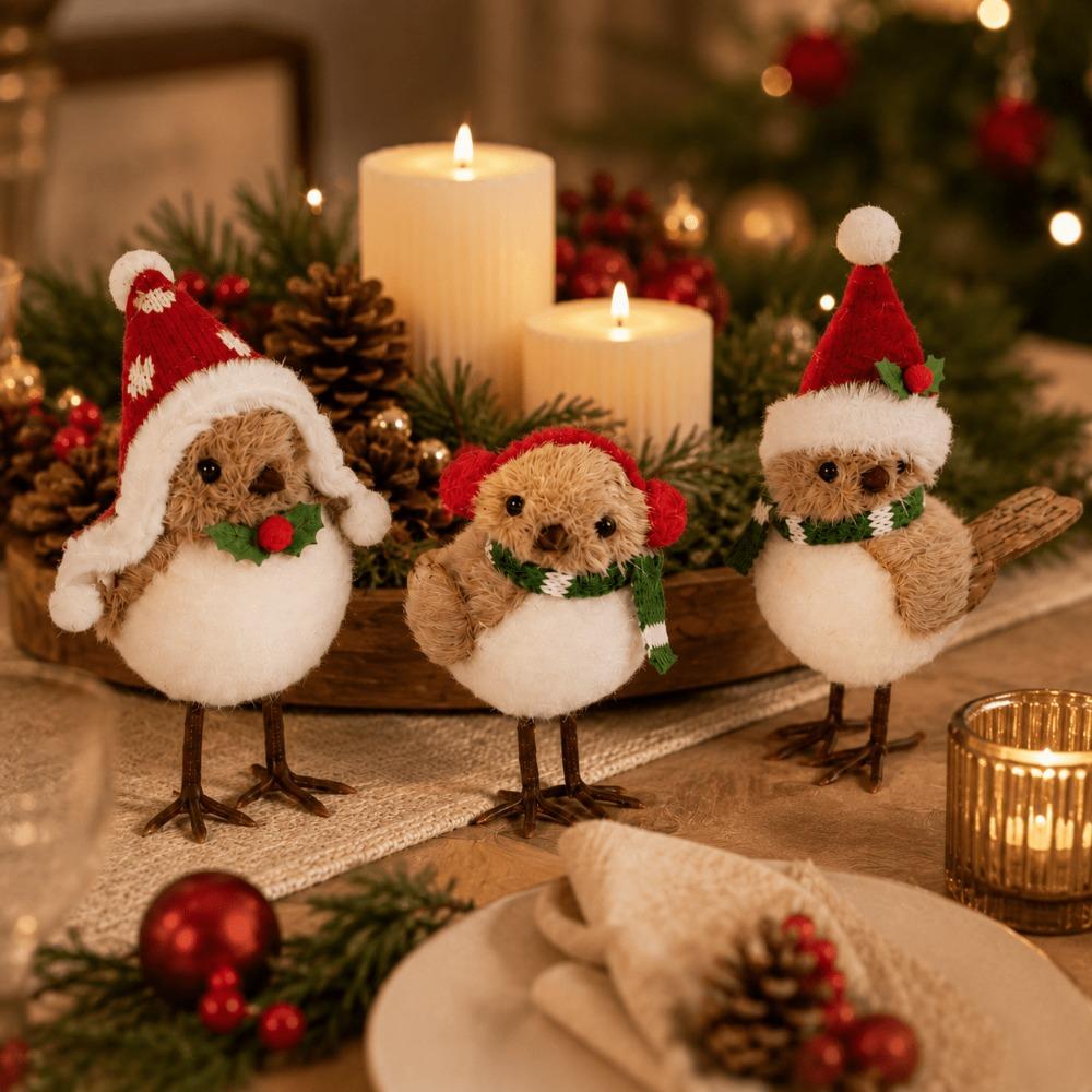 1/3pcs Bohemian Winter Snow Tabletop Ornaments Plush Xmas Home Window Decoration Party Decor