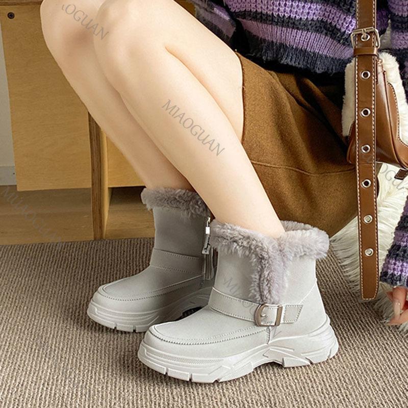 Fashion Winter Padded Thickened Warm Snow Boots for Women Casual Platform Slip On Short Plush Suede Ankle Boots Gladiator Women's Shoes
