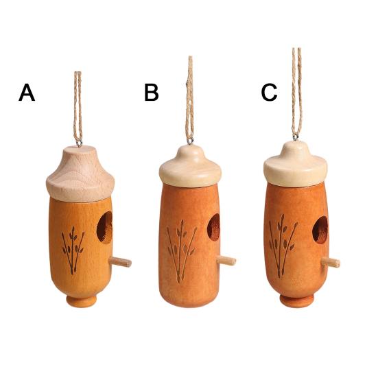 Hummingbird House Unique Shape Hanging Bird Cage Wooden Bird Nesting House for Garden Outdoor Decoration