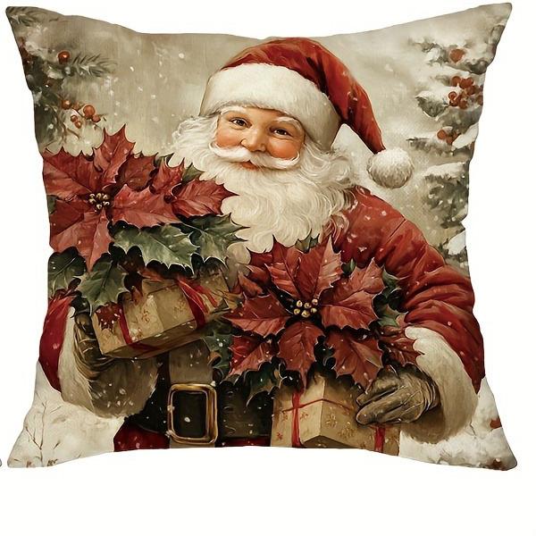 

1pc/4pcs Christmas Magic: Snowman, Deer, Sleigh, and Santa Pillowcases - Festive Decor Sofa cushion cover home room decoration 16x16Inch