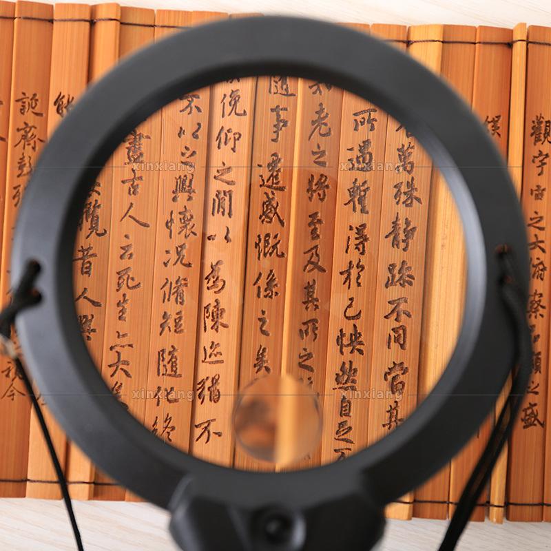 2.5X 6X New Neck Handheld Desktop Large Lens Magnifier with 2 Led Lights Portable Hd Magnifier Elderly Reading Jewellery