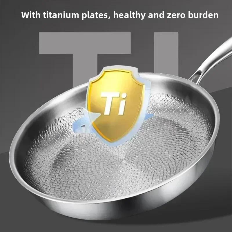 Pan, Pure Titanium Frying Pan, Uncoated Non-Stick Pan, Universal Induction Cooker, Steak Frying Pan German Frying