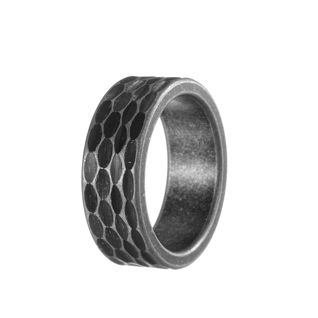 Trendy Distressed Stainless Steel Men's Retro Style Fashion Ring