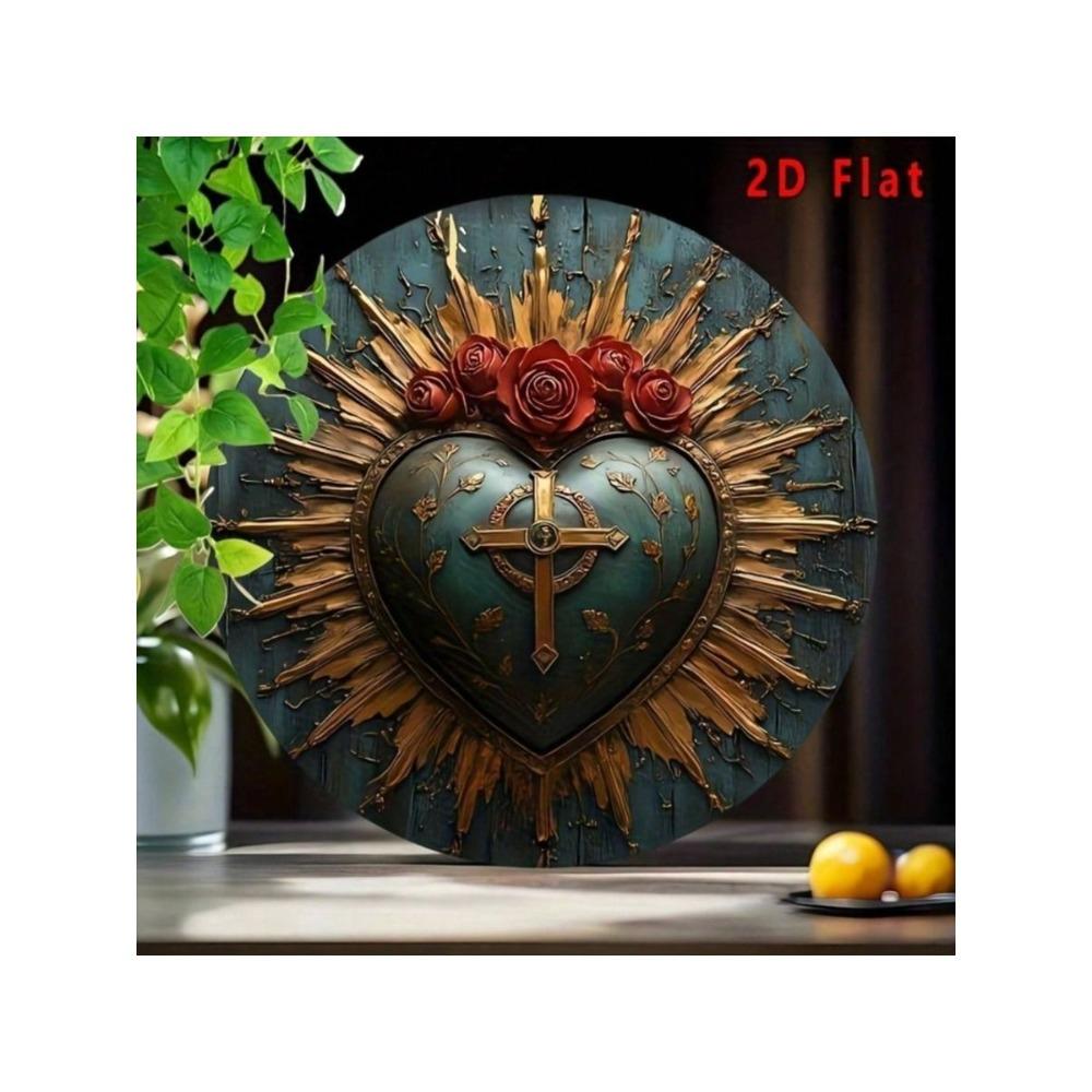 Vintage Metal Sign Wall Decor Roses Cross Cafe Bar Art Poster