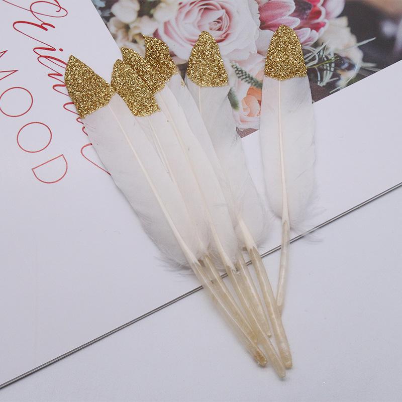 Kleines gerades Messer Farbverlauf Zweifarbig Feder Gänsefeder DIY Schmuckzubehör Kunsthandwerk Dekoration Handgemachte Materialien