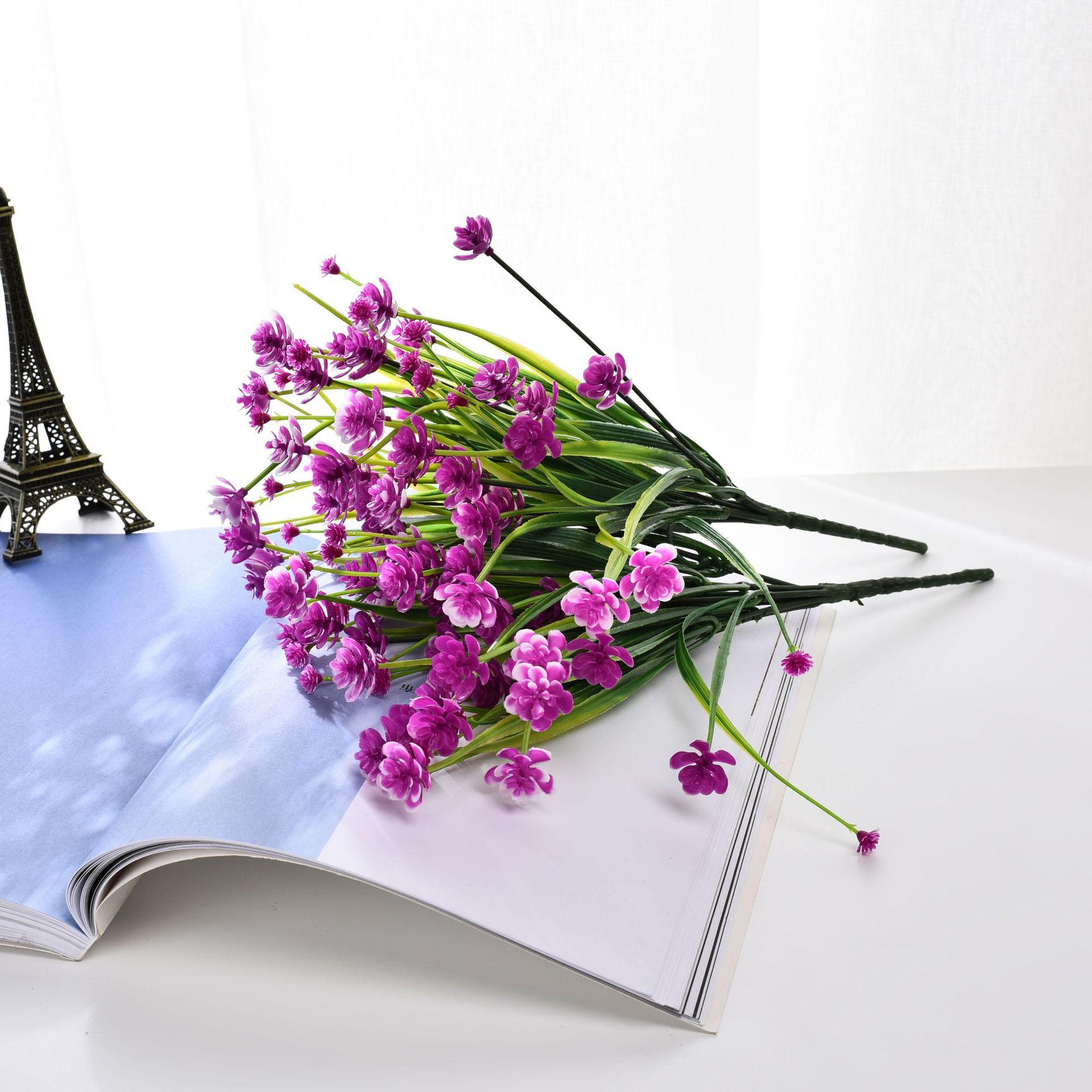 Пластиковые 7 вилок, маленькие весенние травы, камелии, искусственные цветы, нарциссы, горшечные цветочные композиции, реквизиты 7 forks of camellia