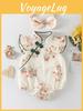 Baby Chinese Girls Style Romper 100 Days Birthday Princess Outfit With Snap Crotch