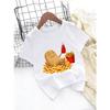 European Sizes Children's Cartoon French Fries Potato Print T-Shirt for Boys and Girls, Summer Casual Round Neck Short Sleeve Top