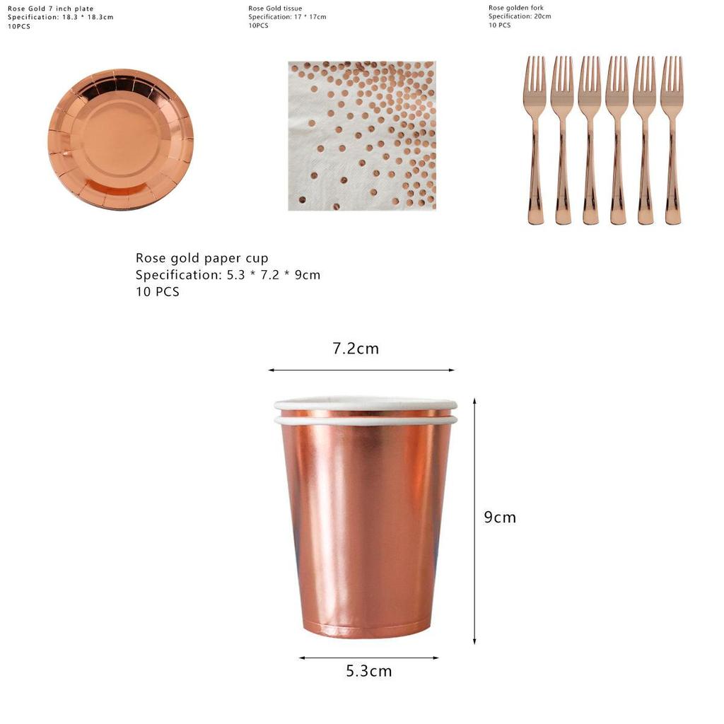 Elegant Rose Gold Stamping Party Tableware Supply Decor For Wedding And Birthday Celebrations