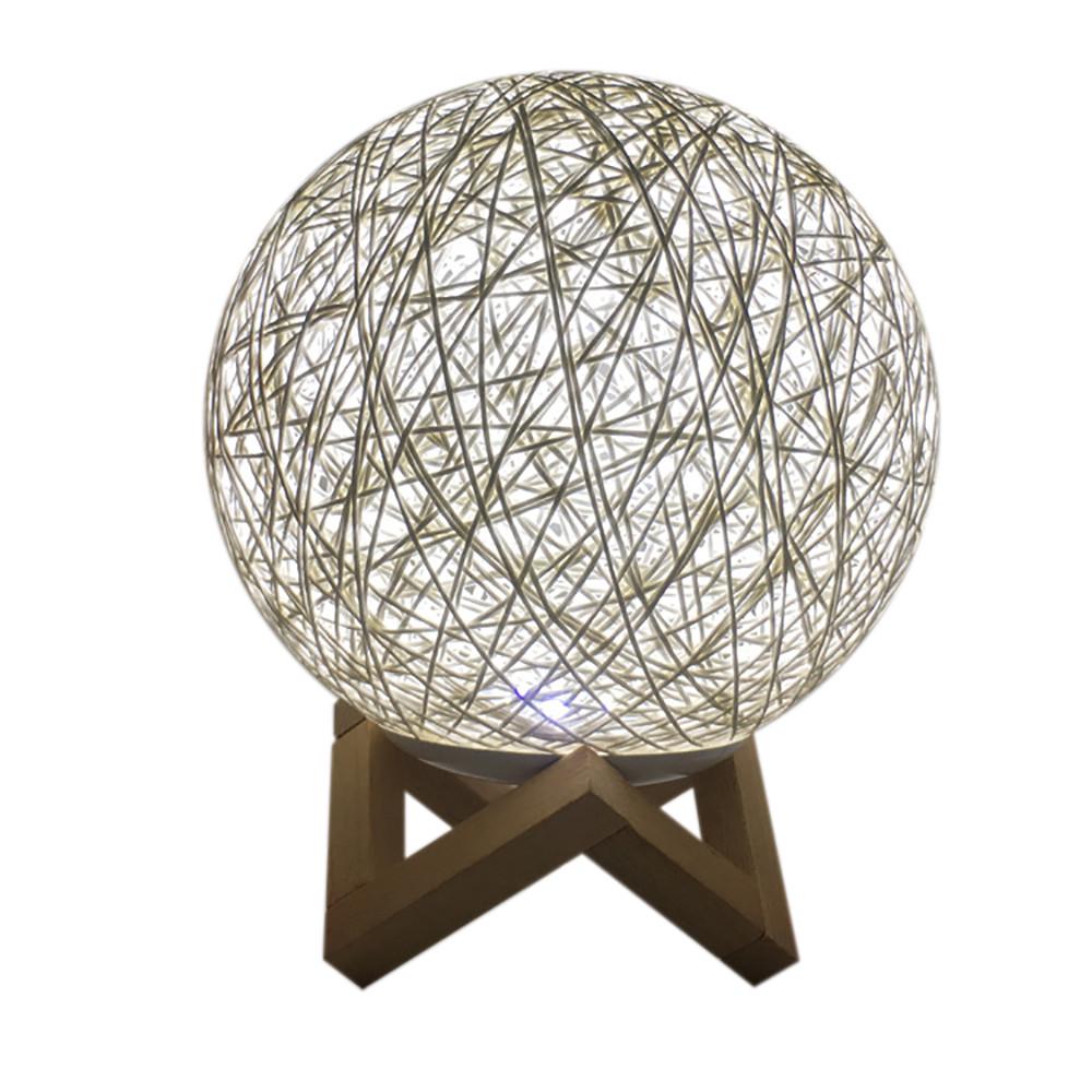 3D LED Rattan Moon Night Light USB Charging Table Desk Moon Lamp