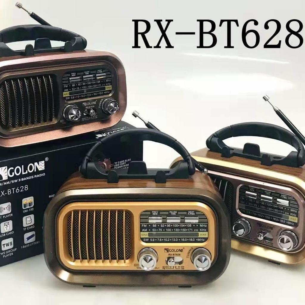 New RX-BT628 Vintage Bluetooth Speaker Multi-Band Radio, Wireless Portable Desktop Sound System with Card Slot - Perfect Gift.