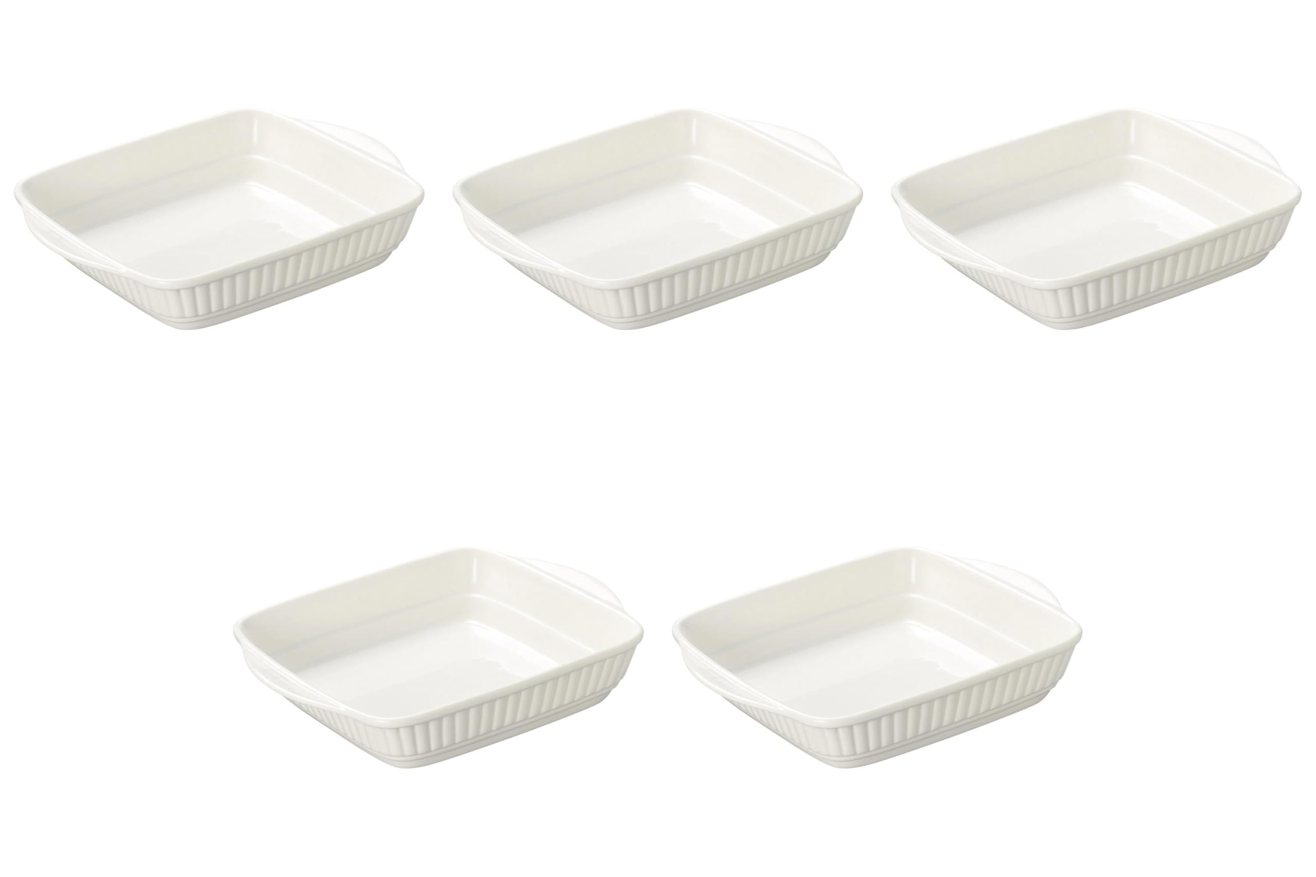 

Set of 5 SS Gratin Dish with Crust [15.5 x 14.2 x 4 cm] | Ceramic Gratin Dish, Made in China, Setomonohonpo