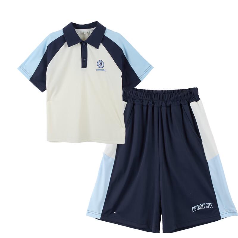 Xiaoyinman Boys' Color Block Raglan Polo Two-Piece Set