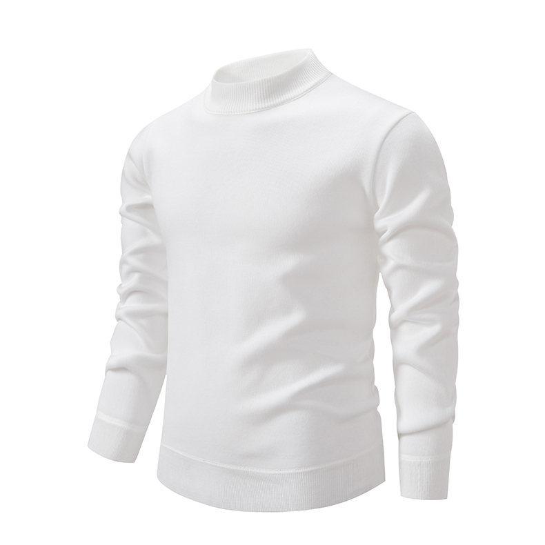 Podzimní a zimní nový pánský pletený svetr slim-fit jednobarevný poloviční rolák pánský svetr spodní tričko pánské