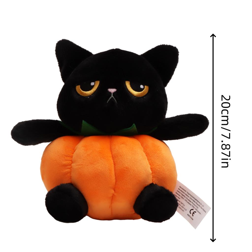Cute Halloween Plush Toy Cartoon Pumpkin Cat Black Kitten Bat Stuffed Animals Soft Trick-or-Treat Gift for Kids Home Decor