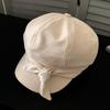 Women S Solid Color Suede Octagonal Hat With Bow For Autumn Winter