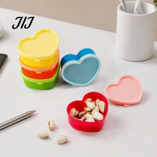 Stackable Storage Containers 5Pcs Mini Box with Lids, Plastic Containers, Reusable Portable Boxes Heart/Square/Flower Shape Food Organizer for