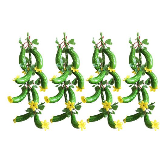 4Pcs Artificial Fruit Vegetable Garland Wall Hanging Fake Banana Strawberry Pumpkin Tomato Cucumber Chili String Farmhouse Kitchen Decoration