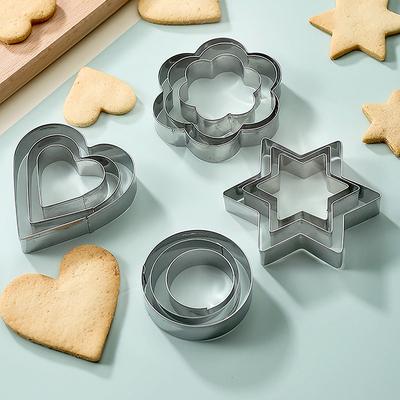 Baking Mould Baking Mould Egg Mould Stainless Steel Cookie Cutter Biscuit Diy Mold Star Heart Flower Cutter 3Pcs/Set