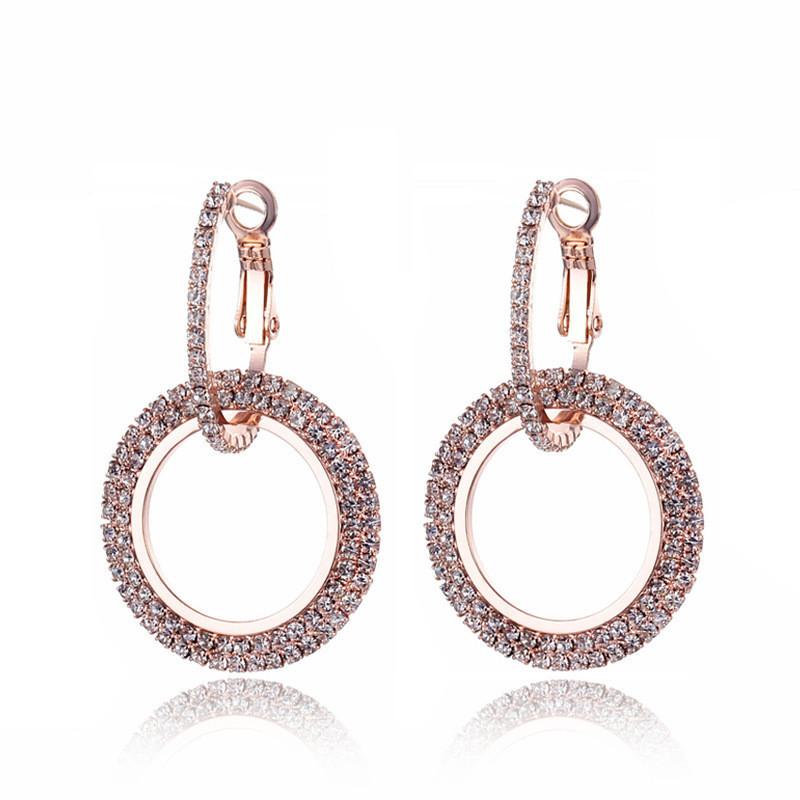 Western Stylish Fashion Geometric Studs With Rhinestones Unique Alloy Earrings