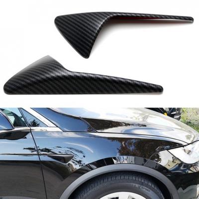 Matte Black Carbon Fiber Sidemarker Decoration Cover Trims For Tesla Model 3 S X