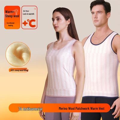 Antibacterial Wool-Filled Sleeveless Warm Vest for Autumn/Winter: Seamless, Thickened, Unisex Base Layer