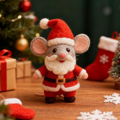 Wool Felt Mouse Ornament Christmas Holiday Home Docor Cute Small Ornaments Kit Gifts Mice Felted Mouse Needle Handmade K3G5