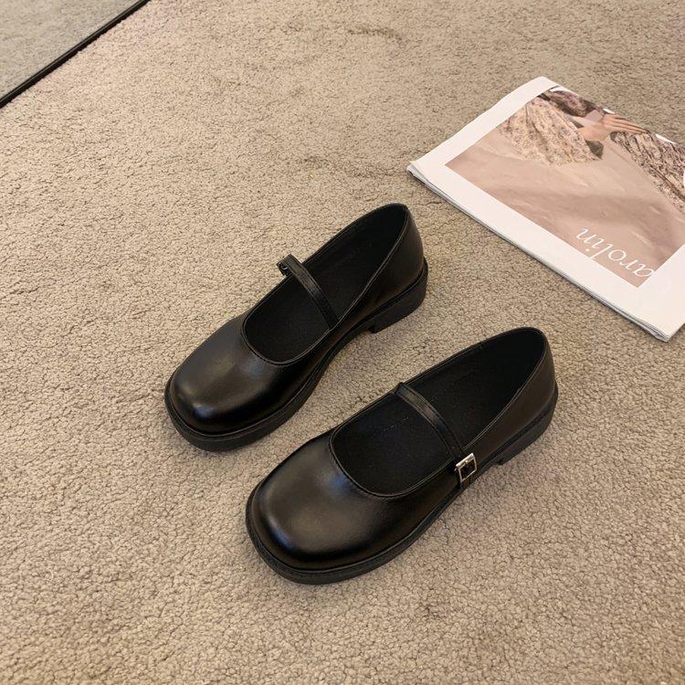 

Internet celebrity round head Mary Jane single shoes women 2025 new spring and autumn students retro versatile British college style small leather 39