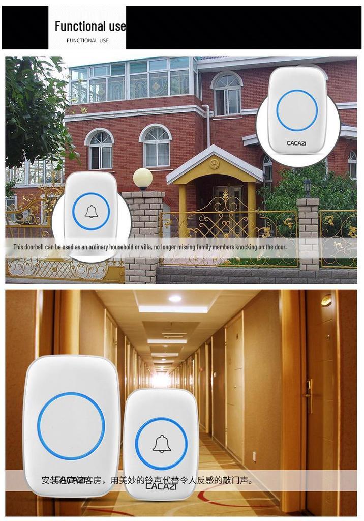 Smart Wireless Long-Range Music Doorbell for Elderly - Compatible with Europe, America, UK, and Australia