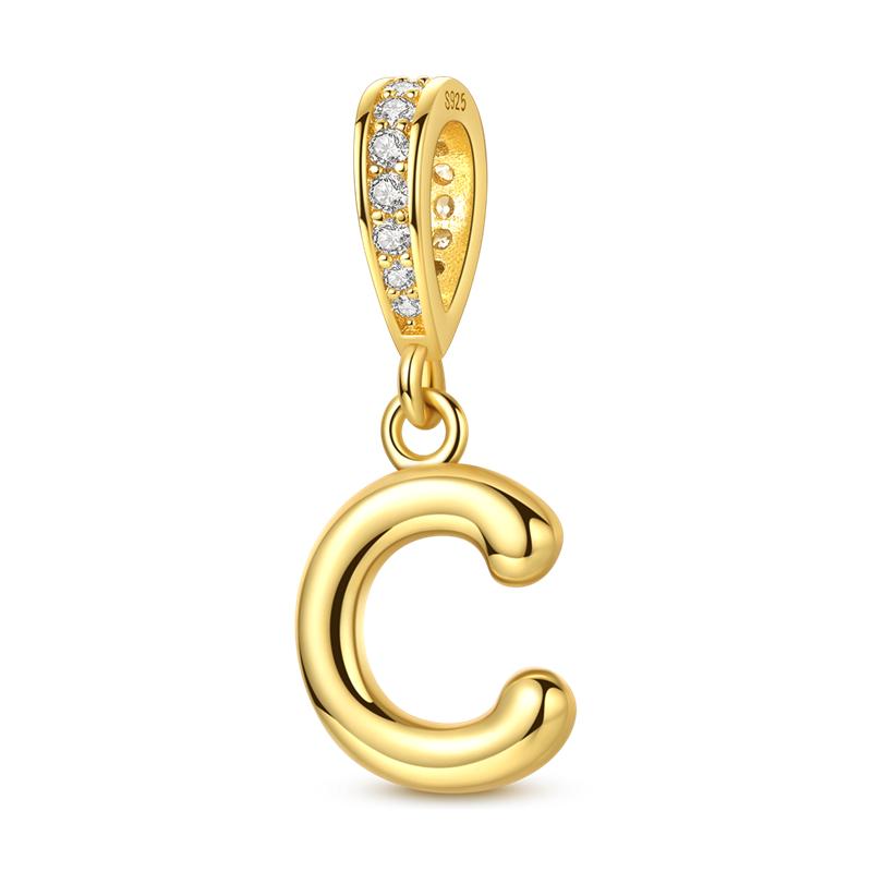 Original Copper Charm Bead Gold Alphabet Love Letter Pendant Fit Original Bracelet Chain For Women Diy Jewelry Gift