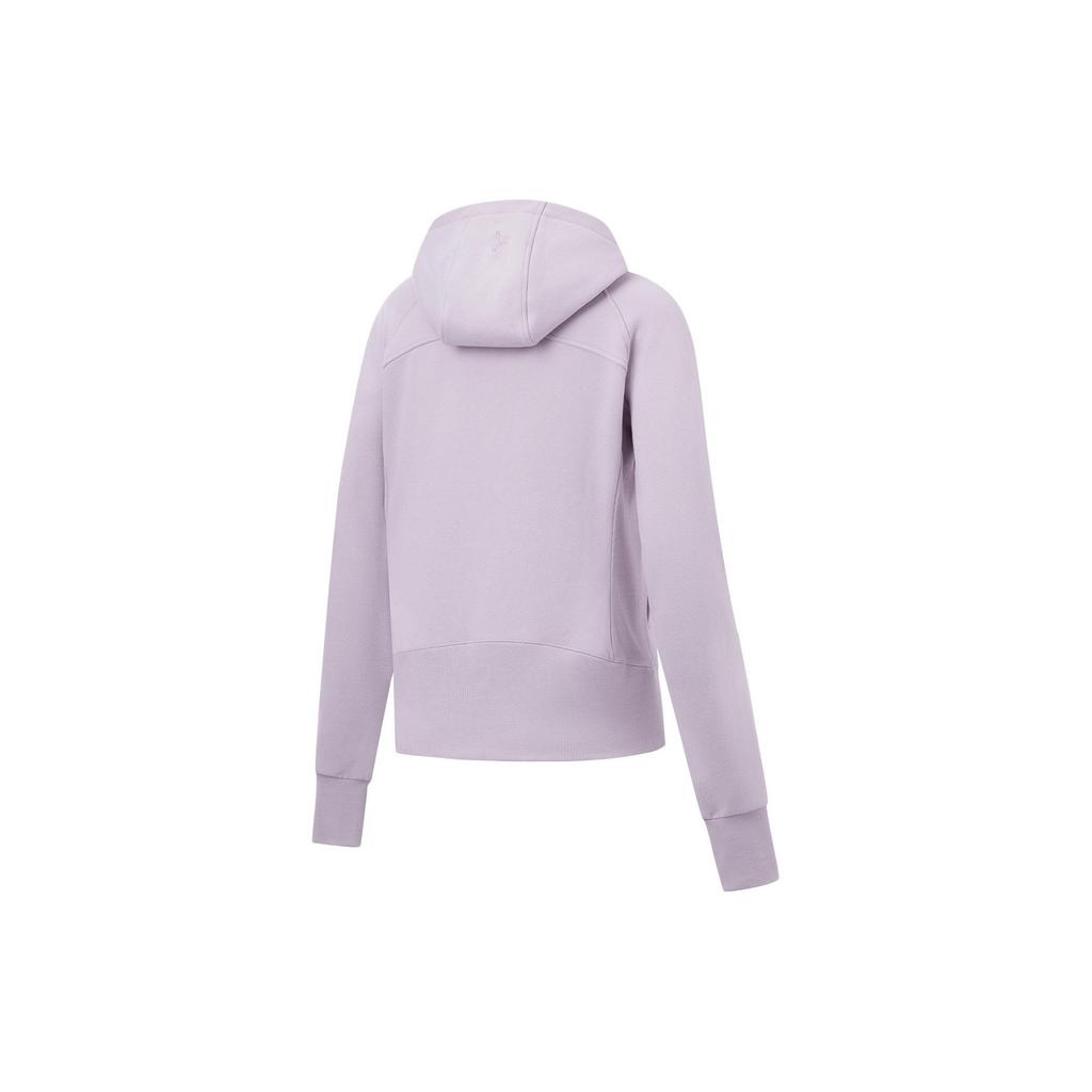 Li-Ning Solid Color Zip-Up Hooded Fleece Warm Sweatshirt Women tops Silk-Purple AWDT774-1