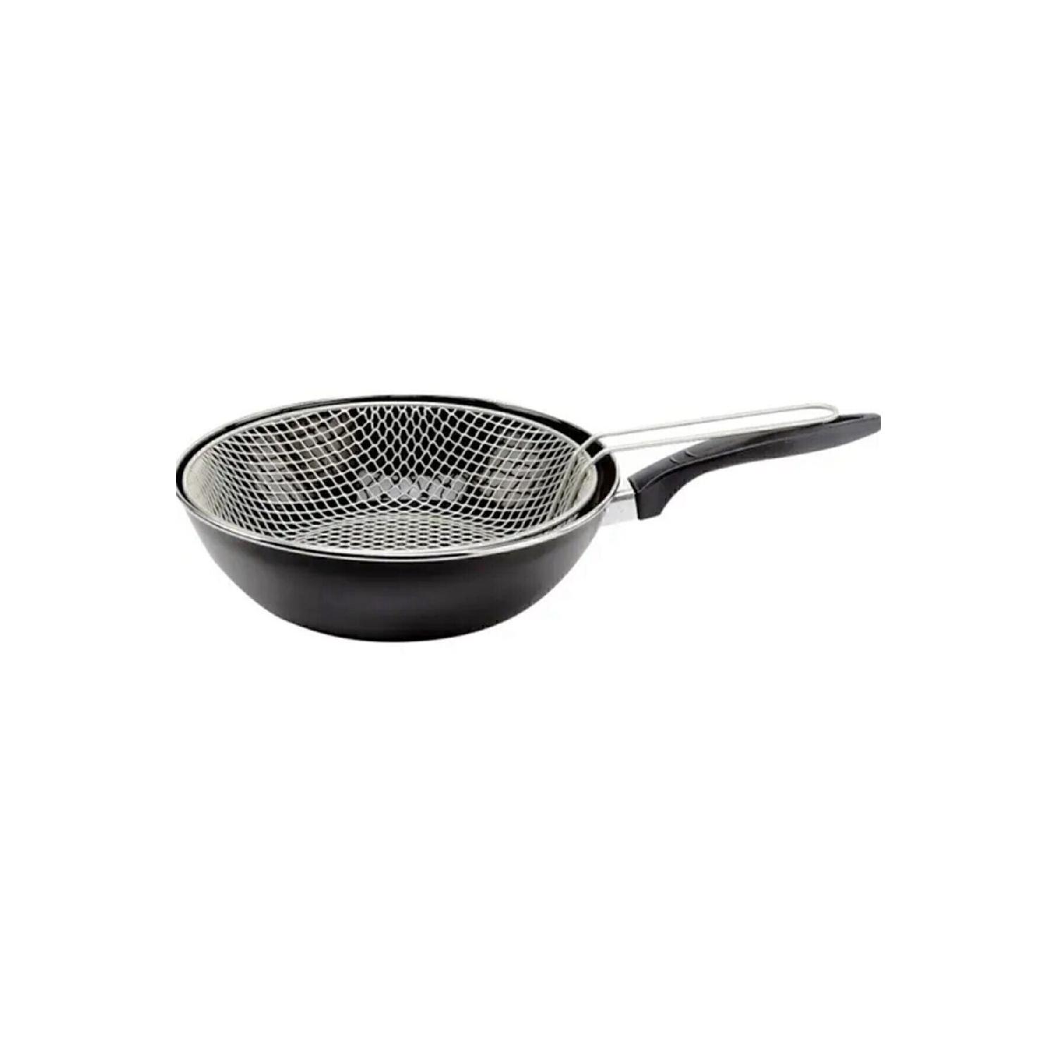 

Enamel 26cm Chips Frying Frytoz Wok Pan чорний