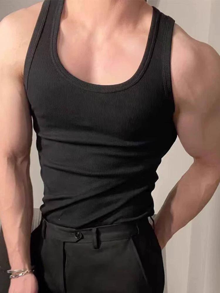 Canotta da Fitness da Uomo: Canotta traspirante in cotone a scollo basso elastica
