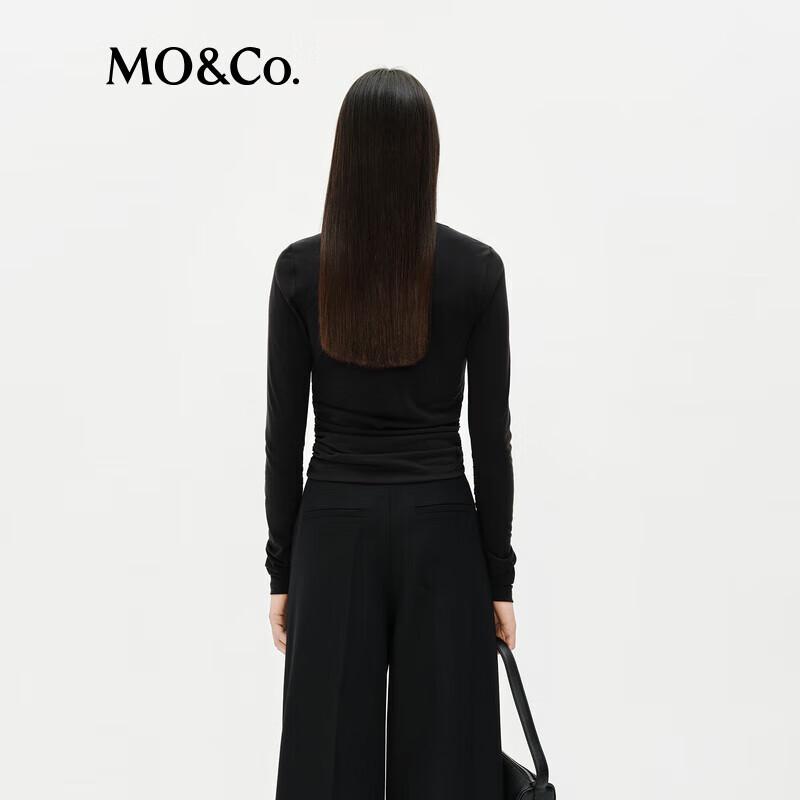 MO&Co. Faux Two-Piece Pleated Tencel Wool Long-Sleeve Top