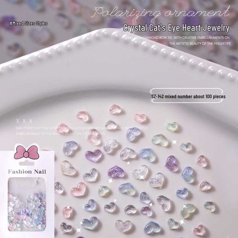 

Кристальное сердце стразы украшения для ногтей: Набор пайеток «Кошачий глаз Авроры», 100 штук