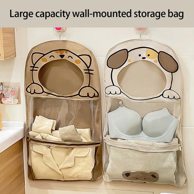 Organizzatori da appendere con apertura extra larga, design a cartone animato, resistenti all'acqua, borsa da parete salvaspazio per la casa, cucine, bagni
