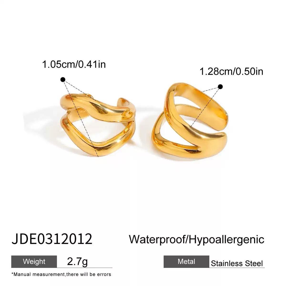 Jieding 14K золотые серьги из нержавеющей стали, трехслойные полые серьги, европейские и американские ювелирные изделия из титановой стали для женщин