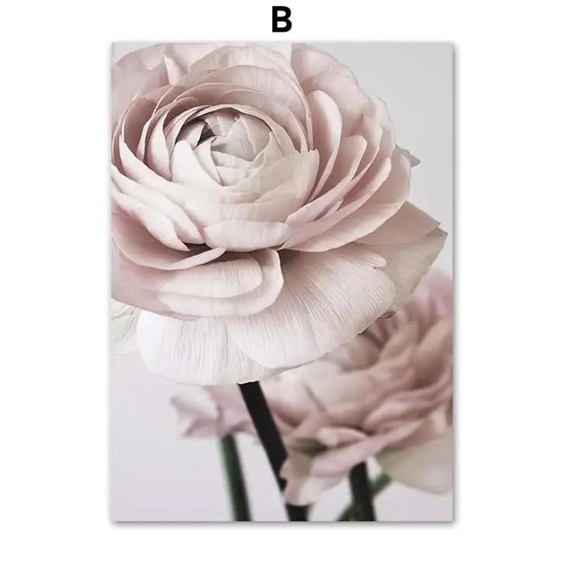 Natural Wall Art Canvas Painting Pink Rose Flowers Plant Landscape Posters And Prints Wall Pictures For Living Room Home Decor