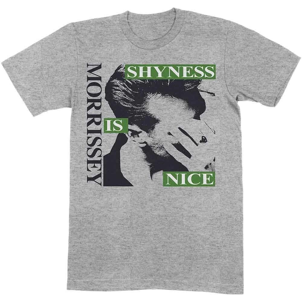 Officially licensed Morrissey Shyness Is Nice Mens Grey 100% Cotton T-shirt Mens Tees Top ClassicTee M